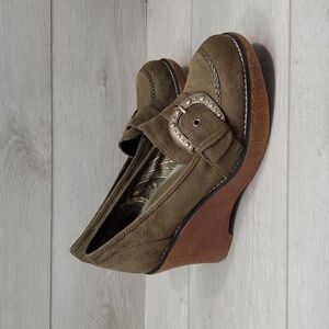 Vintage Lower East Side Womens Leather Wedge Mary Jane Clogs shoes sz 6